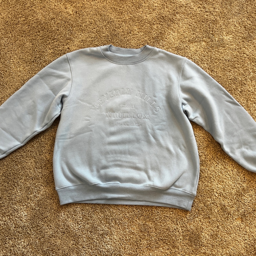 White Fox Boutique Light Blue Crew Neck Sweater